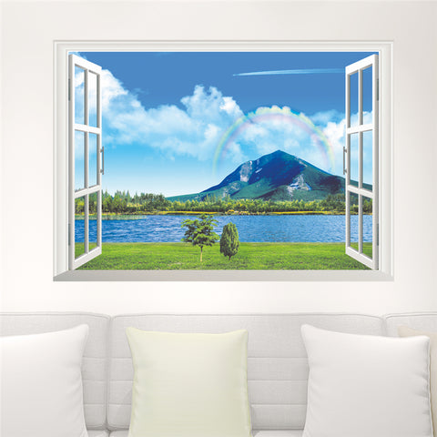 3D Lake & Mountain Window Wall Sticker