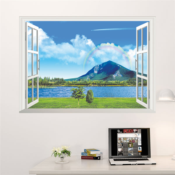 3D Lake & Mountain Window Wall Sticker
