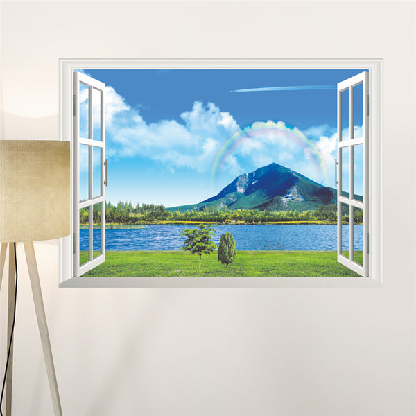 3D Lake & Mountain Window Wall Sticker