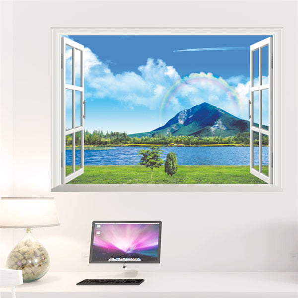 3D Lake & Mountain Window Wall Sticker