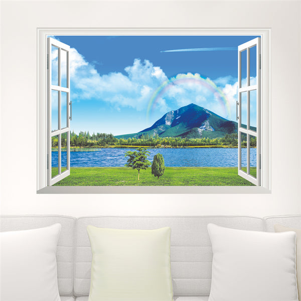 3D Lake & Mountain Window Wall Sticker