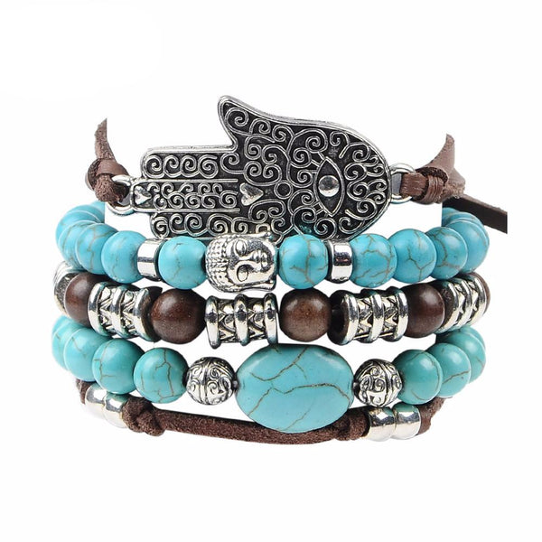 Bohemian Blue Stone Hamsa Bracelet