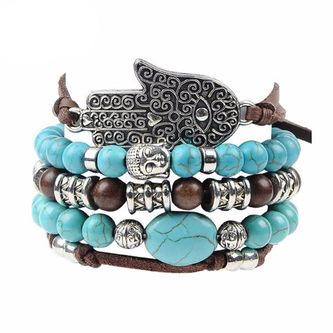Bohemian Blue Stone Hamsa Bracelet