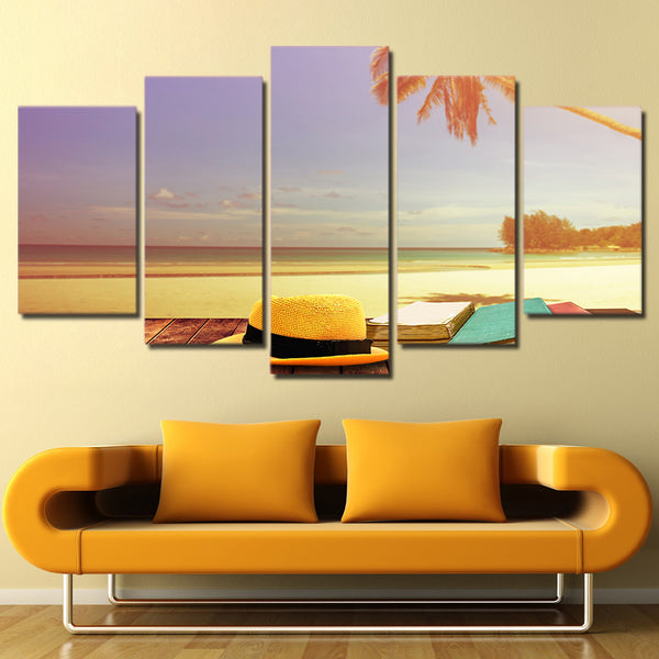 Limited Edition 5 Piece Sunset Seascape Canvas