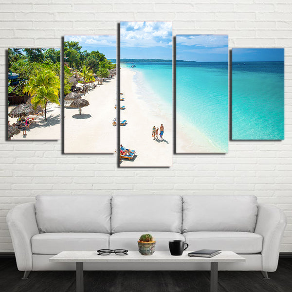 Limited Edition 5 Piece Beautiful Tropical Beach Canvas