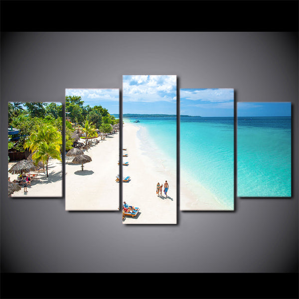 Limited Edition 5 Piece Beautiful Tropical Beach Canvas