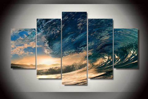 Limited Edition 5 Piece Paradise Ocean Waves Canvas