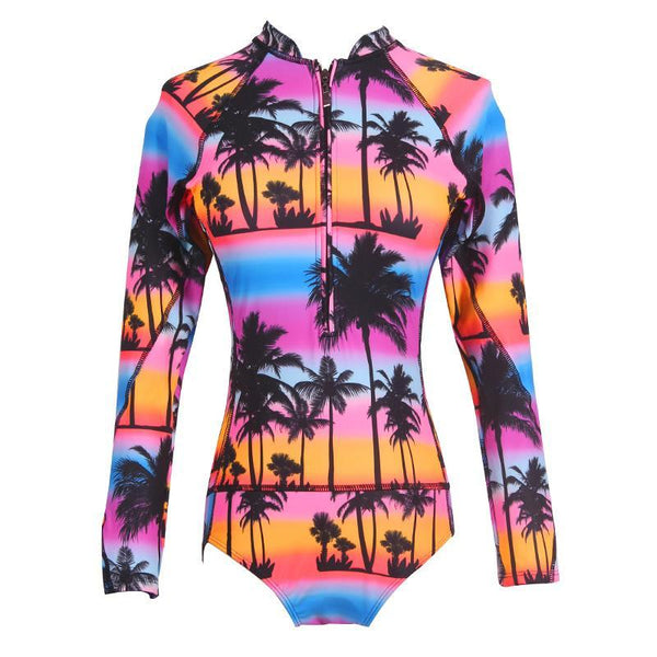Palm Tree Long Sleeve Beach Swimming Suit