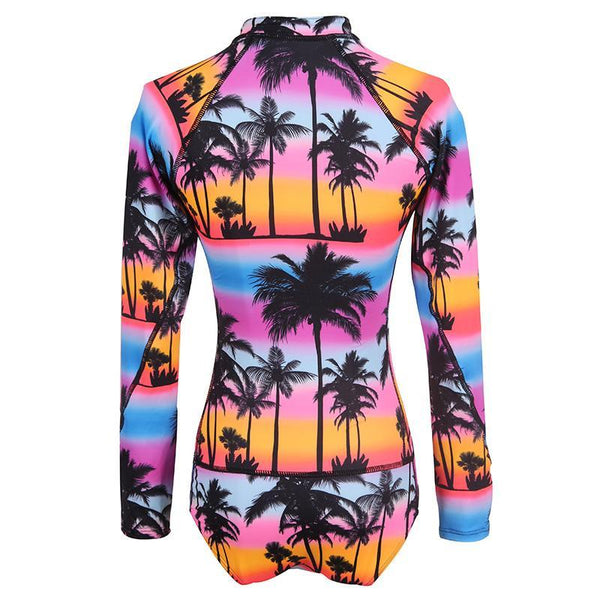 Palm Tree Long Sleeve Beach Swimming Suit