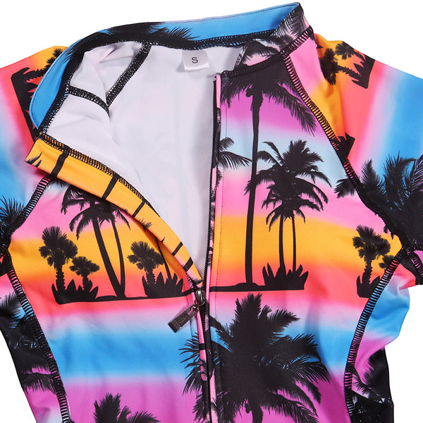 Palm Tree Long Sleeve Beach Swimming Suit