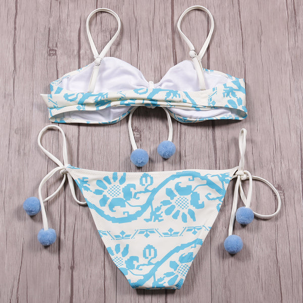 Floral Printed Push Up Bikini Set