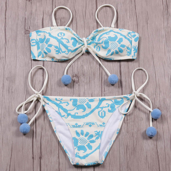 Floral Printed Push Up Bikini Set