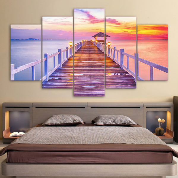 Limited Edition 5 Piece Sunset Seaside Canvas