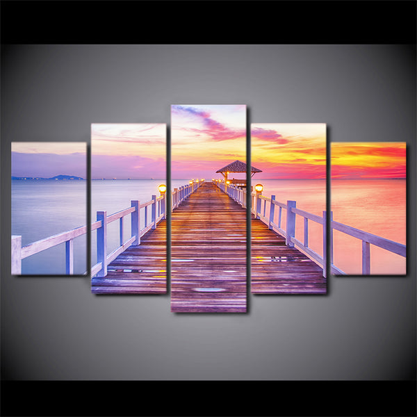 Limited Edition 5 Piece Sunset Seaside Canvas