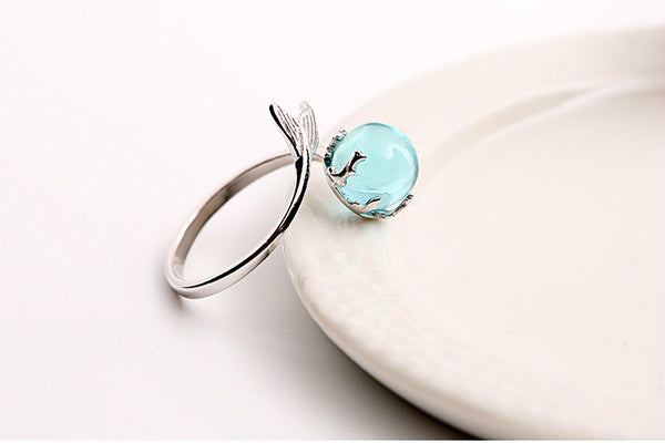 Mermaid Crystal Bubble 925 Sterling Silver Ring