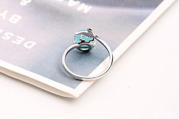 Mermaid Crystal Bubble 925 Sterling Silver Ring