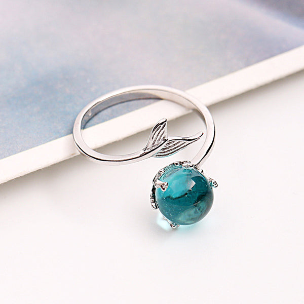 Mermaid Crystal Bubble 925 Sterling Silver Ring