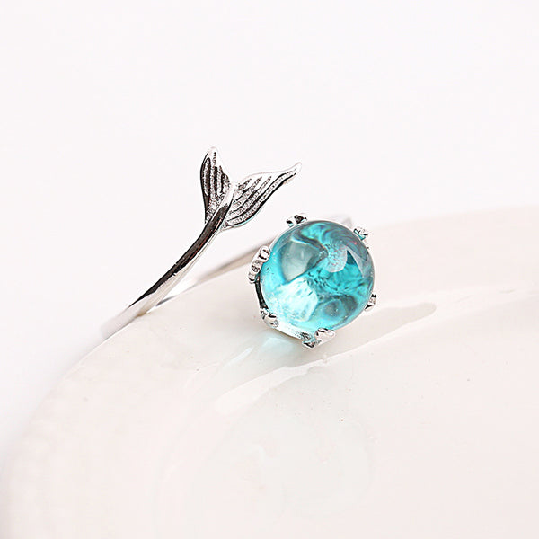 Mermaid Crystal Bubble 925 Sterling Silver Ring