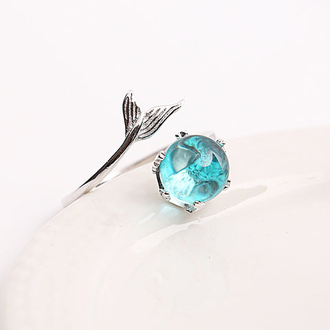 Mermaid Crystal Bubble 925 Sterling Silver Ring