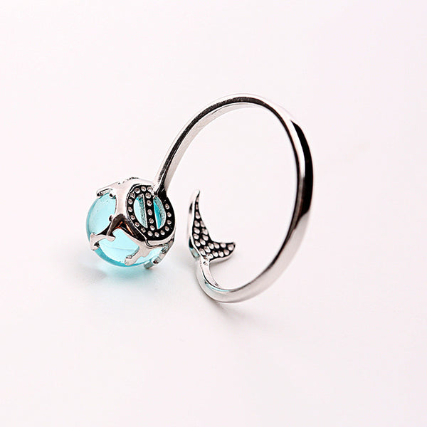 Mermaid Crystal Bubble 925 Sterling Silver Ring