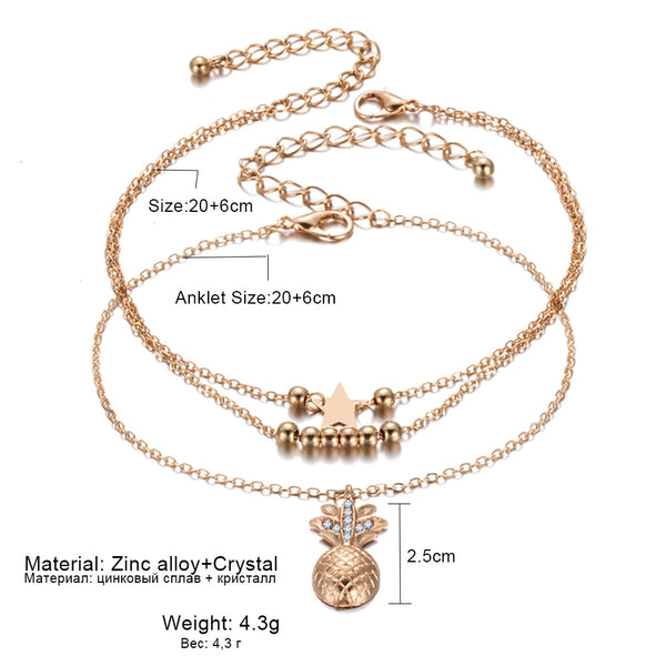 Bohemian Pineapple Pendant Anklet
