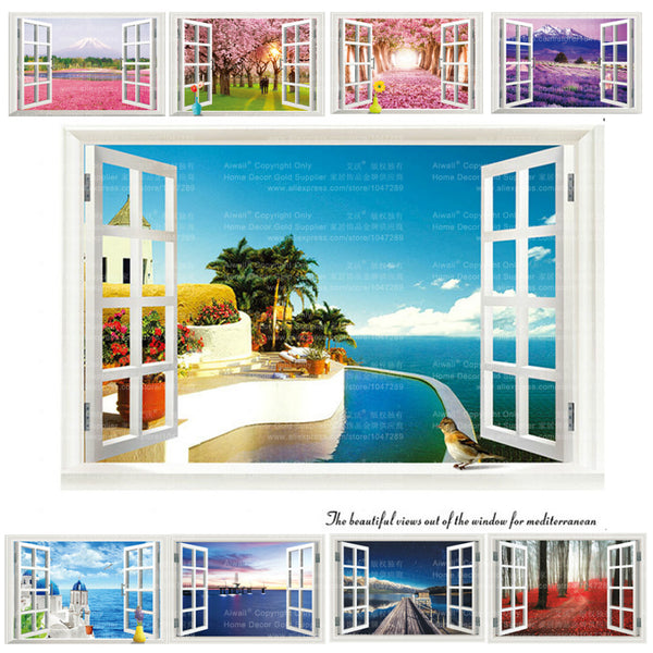 Beach Sea 3D Window Wall Sticker (20 Styles)