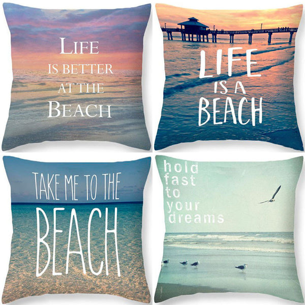 Beach Quote Cushion Cover