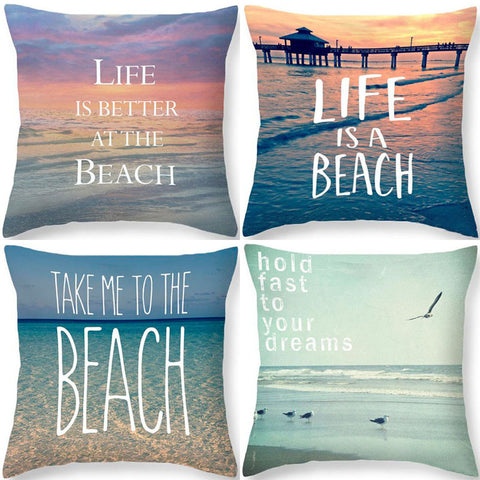 Beach Quote Cushion Cover