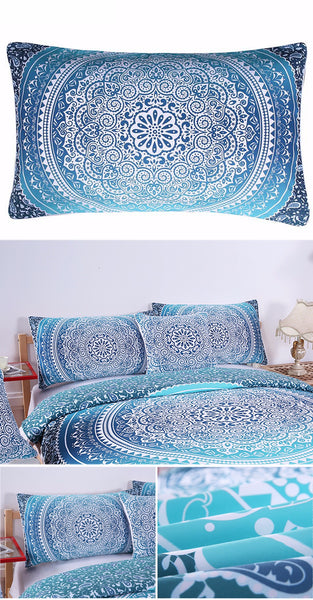 Boho Style Blue Mandala Pillowcase