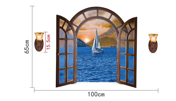 3D Removable Sail Boat & Sunset Sticker