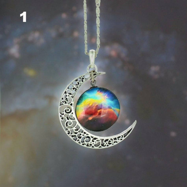 Moon & Galaxy Nebula Necklace