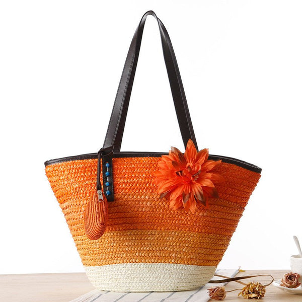Beach Colorful Straw bag with flower