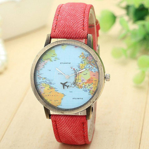 Globetrotter World Traveler Watch - Red (FREE SHIPPING!) - Simply Adore