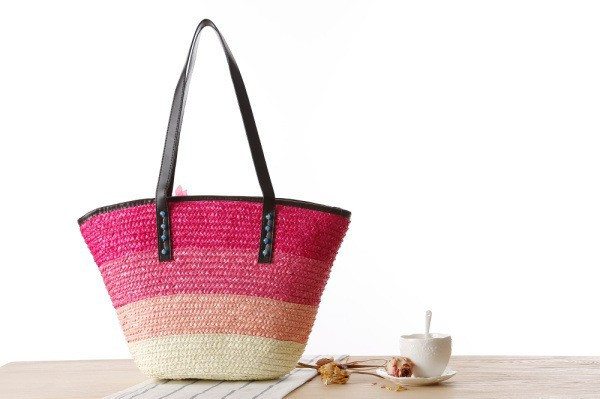 Beach Colorful Straw bag with flower