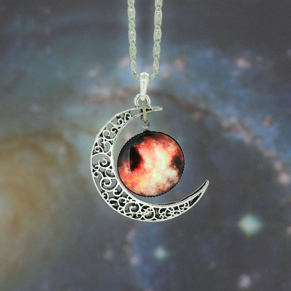 Moon & Galaxy Nebula Necklace