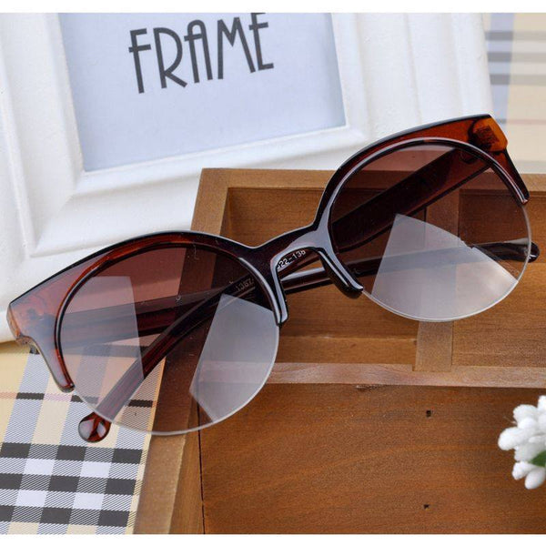 Vintage Retro Cat Eye Round Sunglasses - Style 02
