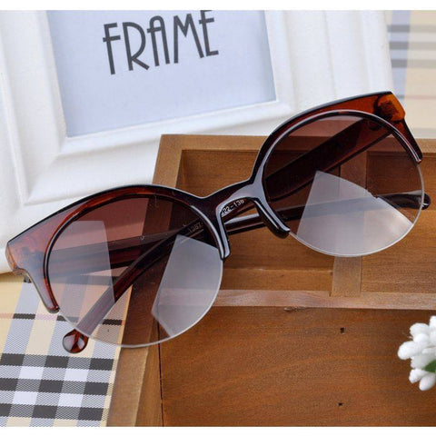 Vintage Retro Cat Eye Round Sunglasses - Style 02