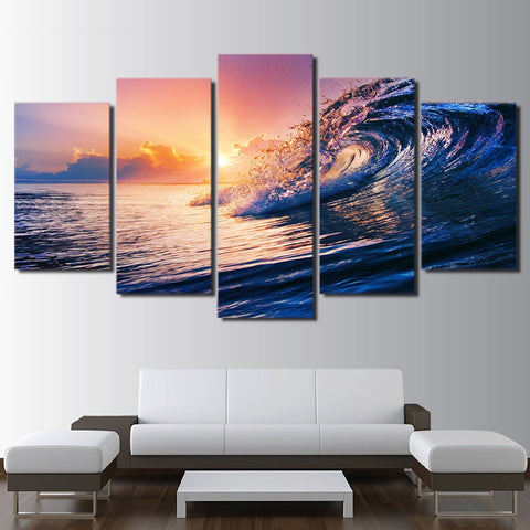 Limited Edition 5 Piece Ocean & Powerful Waves Canvas