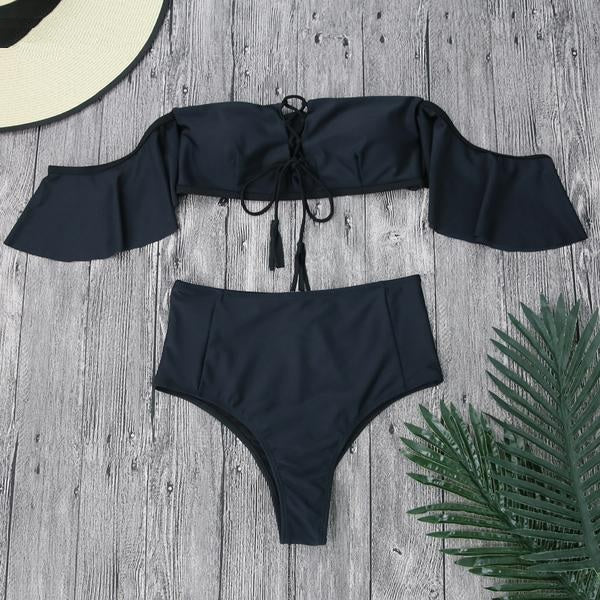 Sexy Off Shoulder Ruffled Bikini