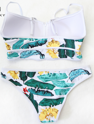 Sexy Floral Zipper Push Up Bikini